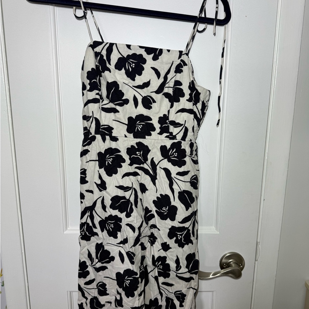 Old Navy: Navy Blue and White Floral Mini Dress with Spaghetti Straps